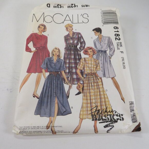 McCalls 6182 sewing pattern UNCUT dress total button front 16-20 - Picture 1 of 6